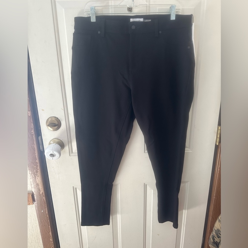 CALVIN KLEIN MODERN ESSENTIALS PONTE PANT: BLACK: NWT: SZ 14W